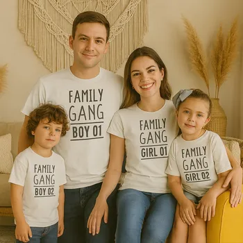 Kojenecká souprava Trička pro celou rodinu FAMILY GANG Barva: Bílá, Velikost: Pro holčičku: 53-60 (0-3 měsíců)