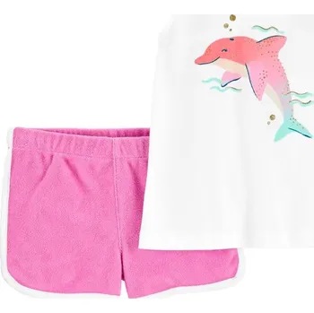 Kojenecká souprava CARTERS CARTER'S Set 2dílný triko na ramínka, kraťasy Pink Dolphin holka 9m
