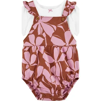 Kojenecká souprava CARTERS CARTER'S Set 2dílný triko kr. rukáv, kalhotky na kšandy Pink Foral holka 3m