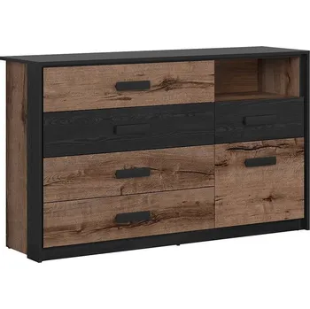 Komoda Komoda Kassel - Black Red White - BRW Dub Monastery / Dub Černý 150x90 cm