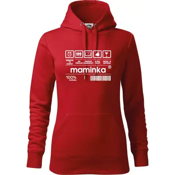 Dámská mikina Čárový kód Maminka - Mikina dámská Cape s kapucí - L ( Červená )