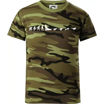 Chlapecké oblečení Evoluce psí spřežení - Dětské maskáčové triko - 122 cm/6 let ( Zelený maskáč )