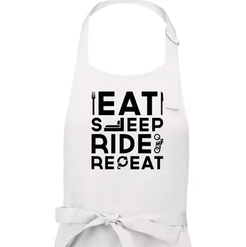 Kuchyňská zástěra Eat sleep ride moto - Dámská zástěra na vaření - Univerzální velikost ( Bílá )