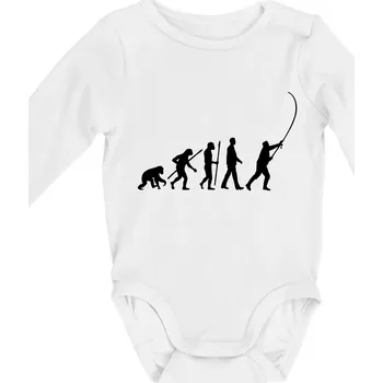 Evoluce rybaření - Body kojenecké s dlouhým rukávem - Dlouhý r. do 3 měs ( Bílá )