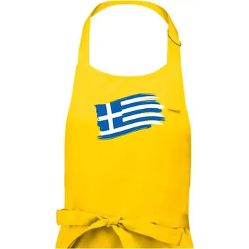 Kuchyňská zástěra Řecko vlajka - štětkou - Pánská zástěra na vaření - Univerzální velikost ( Žlutá )