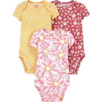 Kojenecký body CARTERS CARTER'S Body krátký rukáv Pinkyellow dívka LBB 3ks NB/ vel. 56
