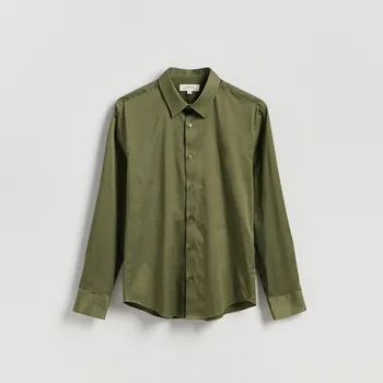 Pánská košile Reserved - Košile slim fit s vysokým podílem bavlny - olivová - 730FW-91X - 730FW-91X-XXL