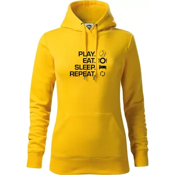 Dámská mikina Play Eat Sleep Repeat tenis - Mikina dámská Cape s kapucí - L ( Žlutá )