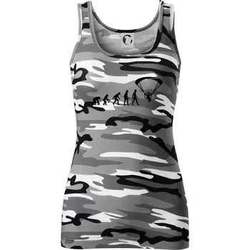 Dámské tričko Evoluce paramotor - Dámské Maskáčové tílko - S ( Šedý maskáč )