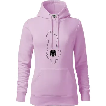 Dámská mikina Albánie obrys mapa - Mikina dámská Cape s kapucí - XS ( Orchid )