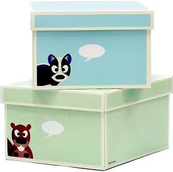 Úložný box Kroom Krabice větší 2 ks, 28 × 35 × 15 cm, zelená a modrá