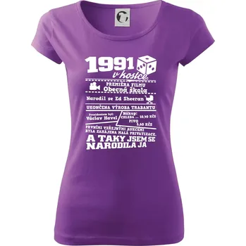 Dámské tričko 1991 v kostce - Dámské triko Pure - XS ( Fialová )