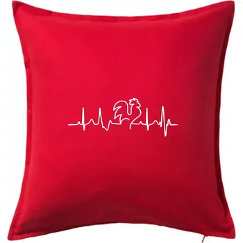 Polštář Kohout ekg - Polštář 50x50 - 50x50 - Pouze potah ( Červená )