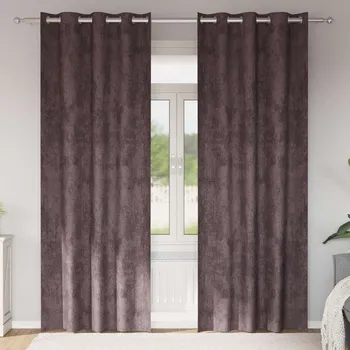 Sametové závěsy se záclonami 2 pcs Hnědá 260 x 140 cm samet