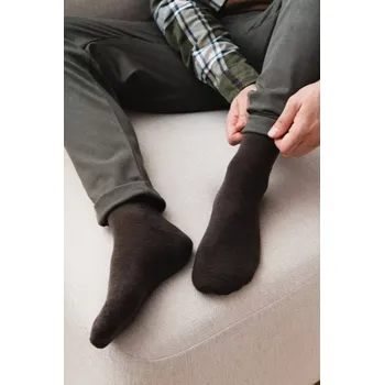 PÁNSKÉ POLOPŘILÉHAVÉ PONOŽKY Z MERINO VLNY 130 grafitová melanž 41-43