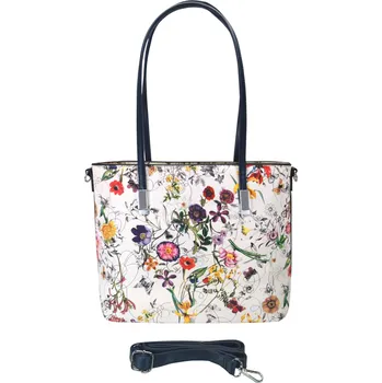 Kabelka Středně velká tmavě modro-bílá kabelka s květinami Adria