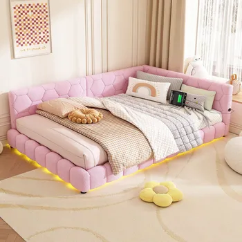 Postel Dřevěná manželská postel Arhatreya 140x200 růžová