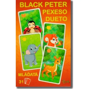 Pexeso Černý Petr/Pexeso/Dueto mláďata 3 v1 7x10,5x1,5 cm 31 ks