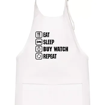 Kuchyňská zástěra Eat sleep buy watch reapeat - Dětská zástěra na vaření - Univerzální velikost ( Bílá )