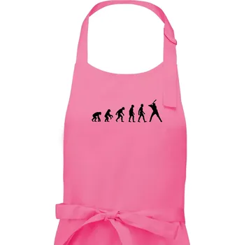 Kuchyňská zástěra Evoluce baseball pálkař nápřah - Pánská zástěra na vaření - Univerzální velikost ( Růžová )