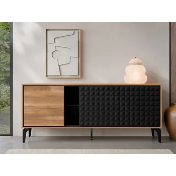 Komoda Komoda Narala 190, Barva: jantarový dub barokový / jantarový dub barokový + černá MIRJAN 5903211438639