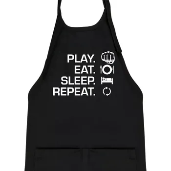 Kuchyňská zástěra MMA eat sleep repeat - Dětská zástěra na vaření - Univerzální velikost ( Černá )