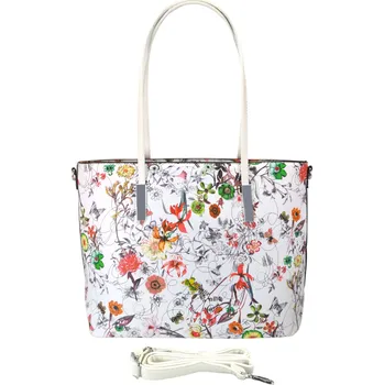 Kabelka Velká bílá kabelka s květinami Anita