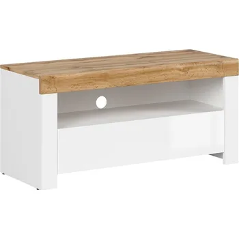 Televizní stolek TV stolek Holten - Black Red White - BRW Bílá / Dub Wotan / Bílý Lesk 106x50.5 cm