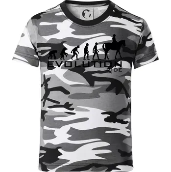 Chlapecké tričko Evoluce Ride horse - Dětské maskáčové triko - 134 cm/8 let ( Šedý maskáč )