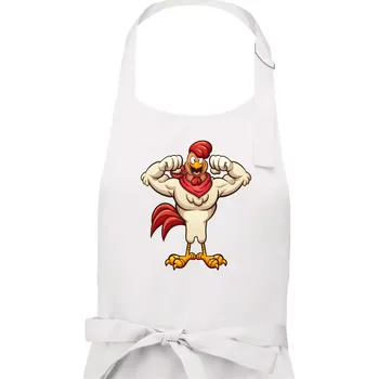 Kuchyňská zástěra Svalnatý kohout - Dámská zástěra na vaření - Univerzální velikost ( Bílá )