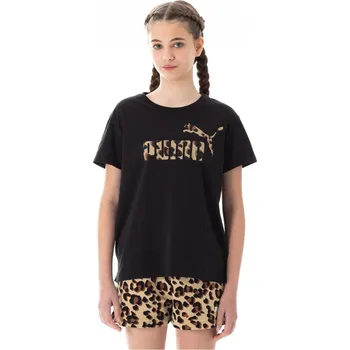 Dívčí tričko Puma Relaxed T-Shirt Juniors Black Animal 9-10 let