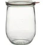 Zavařovací sklenice Weck 1000 ml, tulipánový tvar, s víčkem, těsněním a svorkami, sada 4 ks