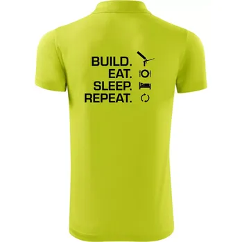 Pánská košile Build eat sleep repeat - montážní pěna - Polokošile Victory sportovní (dresovina) - XL ( Limetková )