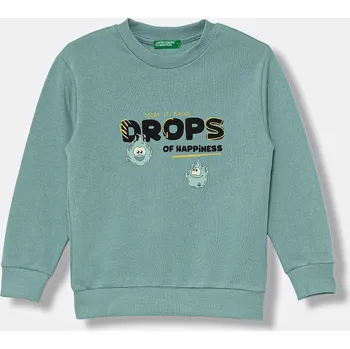 Chlapecká mikina Dětská bavlněná mikina United Colors of Benetton tyrkysová barva, s potiskem, 3J68G10KN 3J68G10KN.P.seasonal 06X, vel. 82