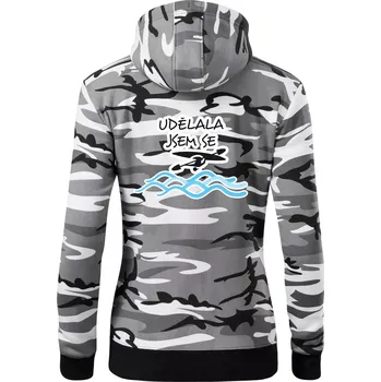 Dámská mikina Udělala jsem se - Dámská mikina trendy zipper s kapucí - XS ( Šedý maskáč )