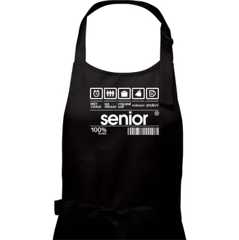 Kuchyňská zástěra Čárový kód senior - Dámská zástěra na vaření - Univerzální velikost ( Černá )