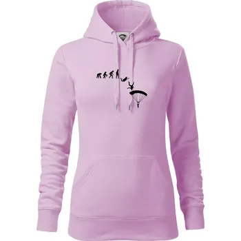 Dámská mikina Evoluce parašutista seskok - Mikina dámská Cape s kapucí - XS ( Orchid )