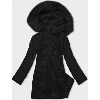 Dámská bunda Černá dámská zimní bunda s kapucí (H-898-01) odstíny černé XXL (44)