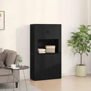 Příborník do zásuvky Highboard Černý dub 80 x 33 x 150 cm Kompozitní dřevo