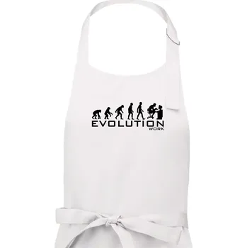 Kuchyňská zástěra Evoluce práce - Pánská zástěra na vaření - Univerzální velikost ( Bílá )