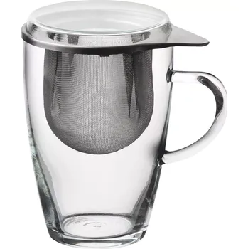 Hrnek na čaj s nerezovým sítkem Bohemia Cristal Lyra 350 ml