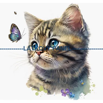 Látkový panel - Kočka - KČ-144 Velikost: 15x15cm, Materiál: Teplákovina nepočesaná