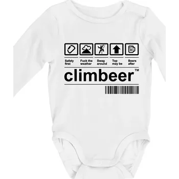 Čárový kód - Climbeer - Body kojenecké s dlouhým rukávem - Dlouhý r. 3-6 měs ( Bílá )