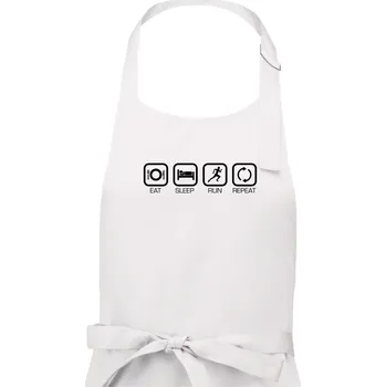 Kuchyňská zástěra Eat sleep run repeat v řadě - Dámská zástěra na vaření - Univerzální velikost ( Bílá )