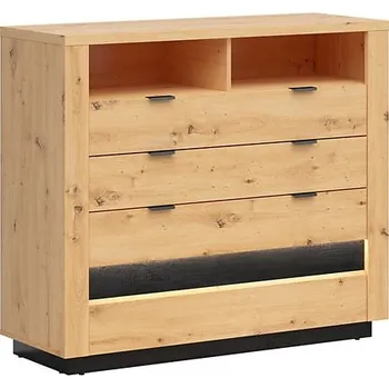 Komoda Komoda se šuplíky do obývacího pokoje Ostia - Black Red White - BRW Dub Artisan / Dub Černý 116.5x101 cm