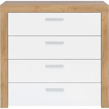 Komoda Komoda Balder - Black Red White - BRW Dub Riviera / Bílý Lesk 90x88 cm