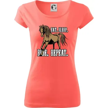 Dámské tričko Eat Sleep Ride Repeat Western - Dámské triko Pure - XS ( Korálová )