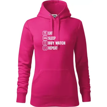 Dámská mikina Eat sleep buy watch reapeat - Mikina dámská Cape s kapucí - M ( Purpurová )