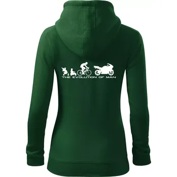 Dámská mikina Evolution of man (supersport) - Dámská mikina trendy zipper s kapucí - L ( Lahvově zelená )