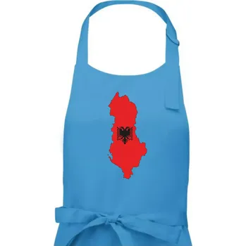Kuchyňská zástěra Albánie mapa a znak - Pánská zástěra na vaření - Univerzální velikost ( Světlý tyrkys )